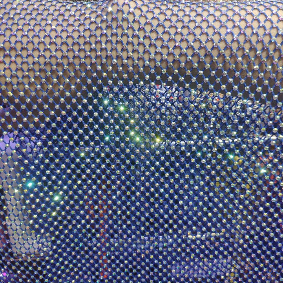 Rainbow Rhinestone Mesh Fabric for Arts & Crafts