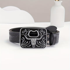 Embossed Leather Belt for Men Retro Casual Belt