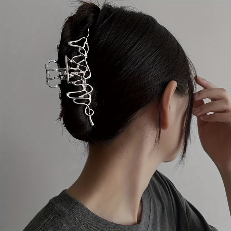 Irregular Liquid Metal Hair Grab Back Head Plate Clip