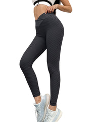 Textured Workout Leggings Solid Skinny Sporty Leggings Women's Clothing