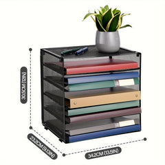 Grid Desktop Document Organizer 5 Tray Paper Organizer For Office And Home