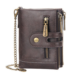 Men's Leather Bifold Wallet RFID Blocking Zipper Coin Purse