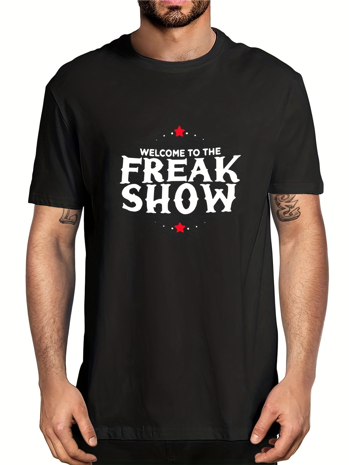 Freak Show Men's Letter Print T-shirt Casual Tee