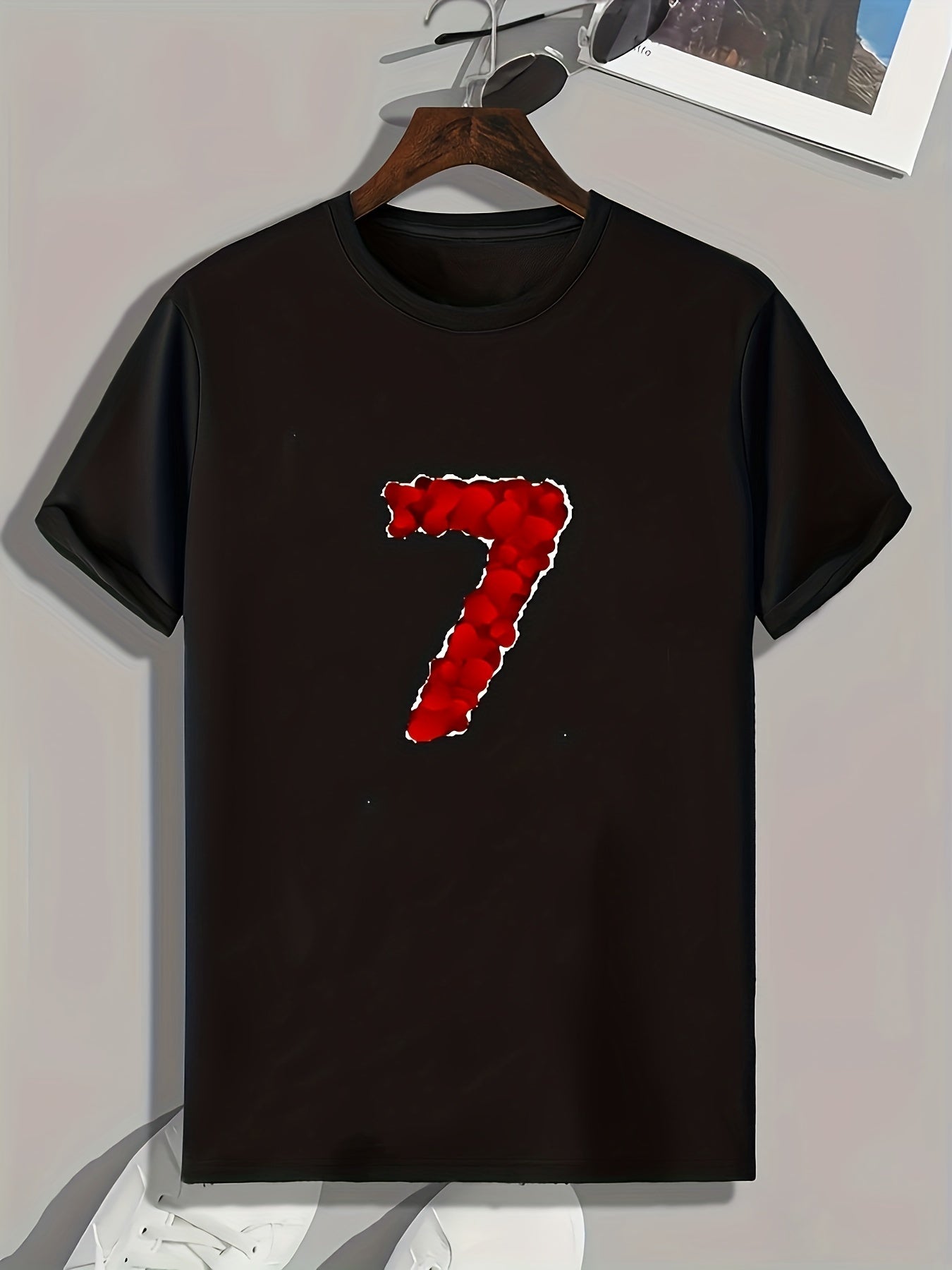 Men's Slim Fit Number 7 Print T-shirt for Summer Holiday