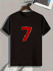 Men's Slim Fit Number 7 Print T-shirt for Summer Holiday
