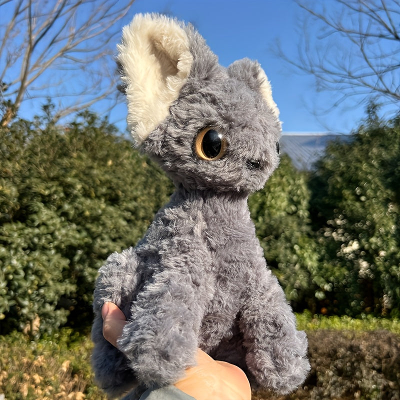 Gray Kitten Stuffed Animal Soft Fluffy Ears Cuddly House Cat Simulation