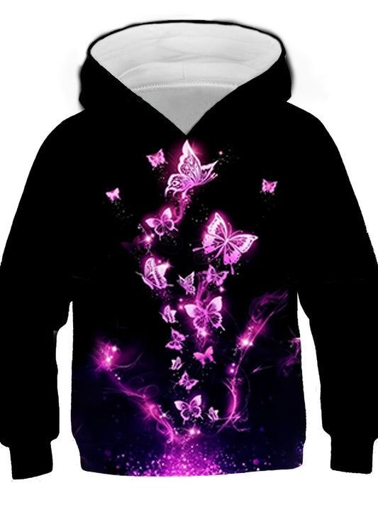 Kids Cartoon Butterfly 3D Print Hooded Sweatshirt Teen Stylish Hoodie