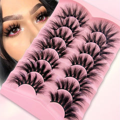7 Pairs Cat Eye Lashes Fluffy Thick Curling False Eyelashes Faux Mink