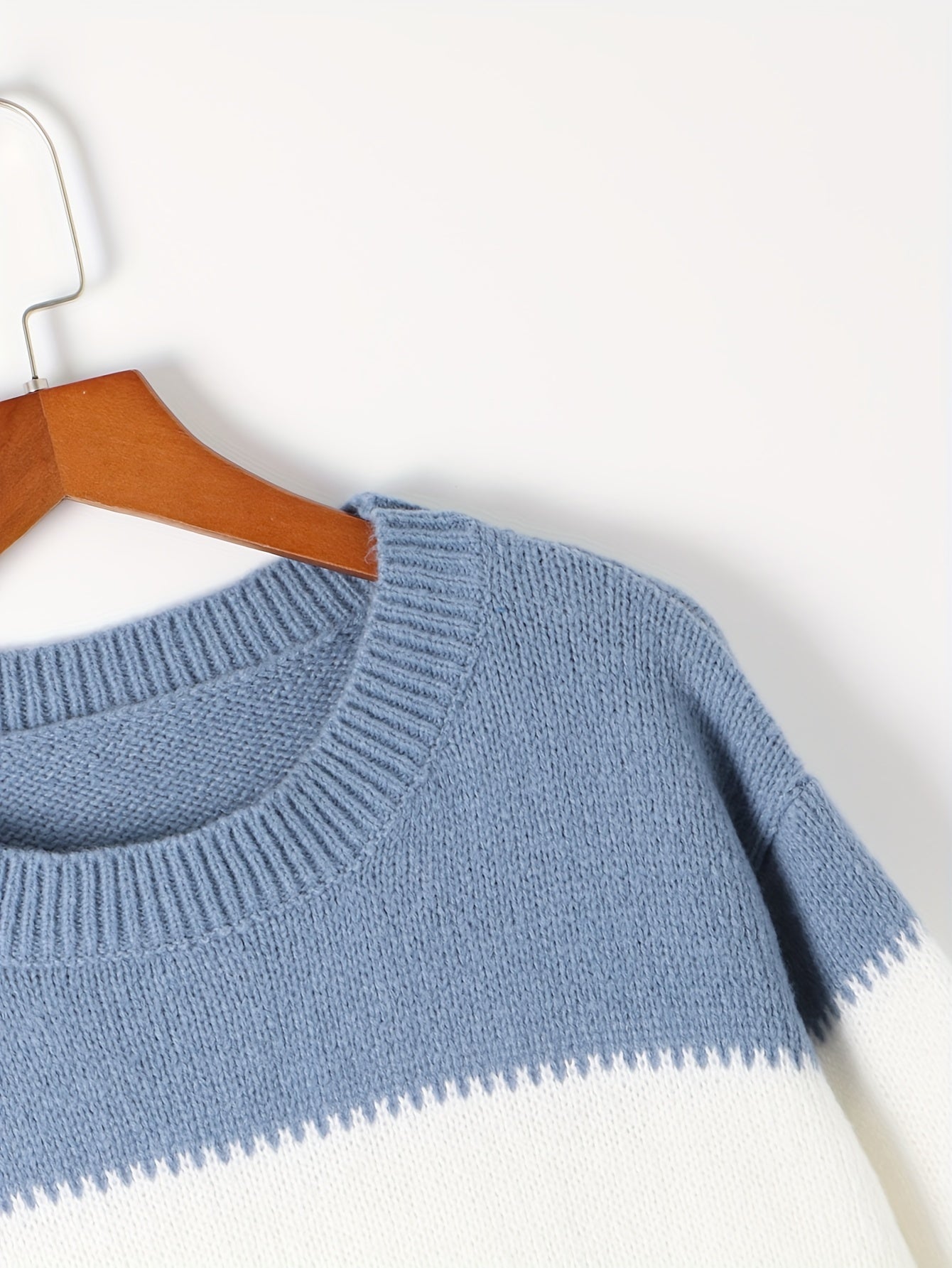  Striped Long Sleeve Crew Neck Sweater Dress