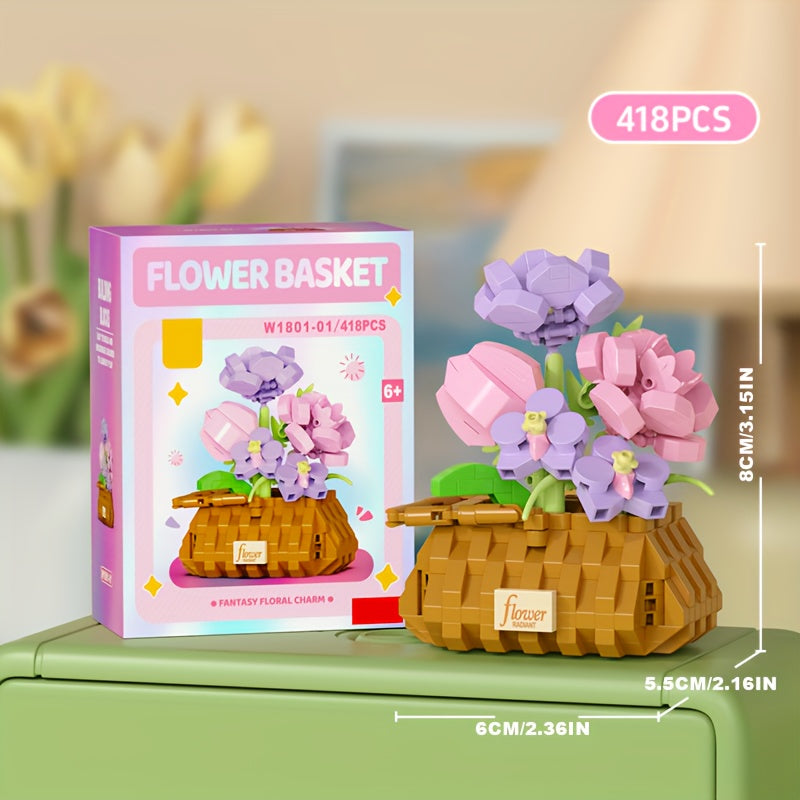 Eternal Blossom Desktop Decor ABS Building Blocks Floral Arrangement