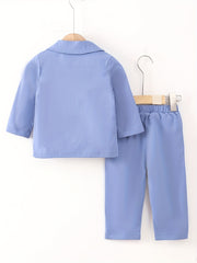 3pcs Infant Baby Boys Gentleman Dress Suit Long Sleeve T shirt & Trousers & Coat