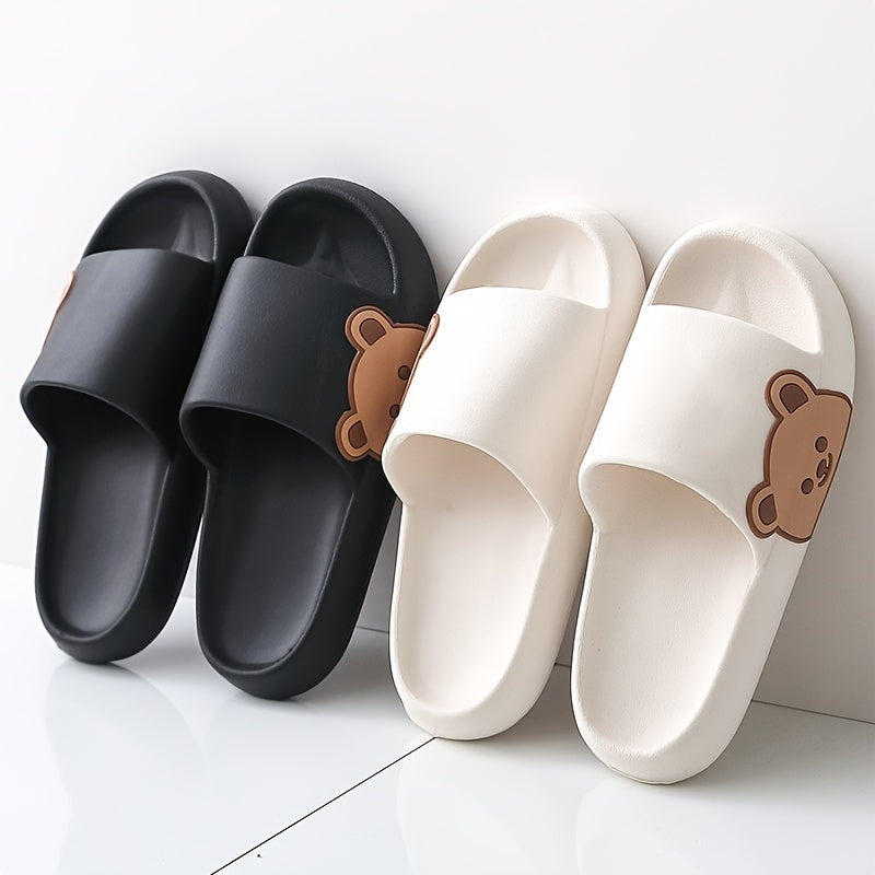 Men's Cloud Slides Cartoon Bear Pattern Lightweight Non Slip Slippers