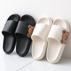 Men's Cloud Slides Cartoon Bear Pattern Lightweight Non Slip Slippers