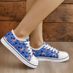 Colorful Heart Print Lace-Up Canvas Shoes