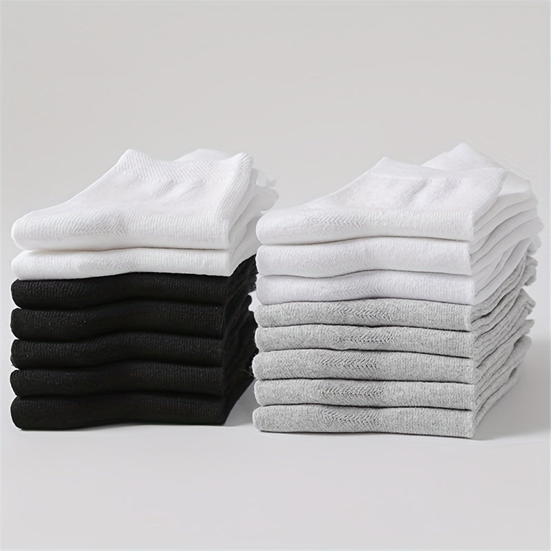 15 Pairs Solid Crew Socks for Women