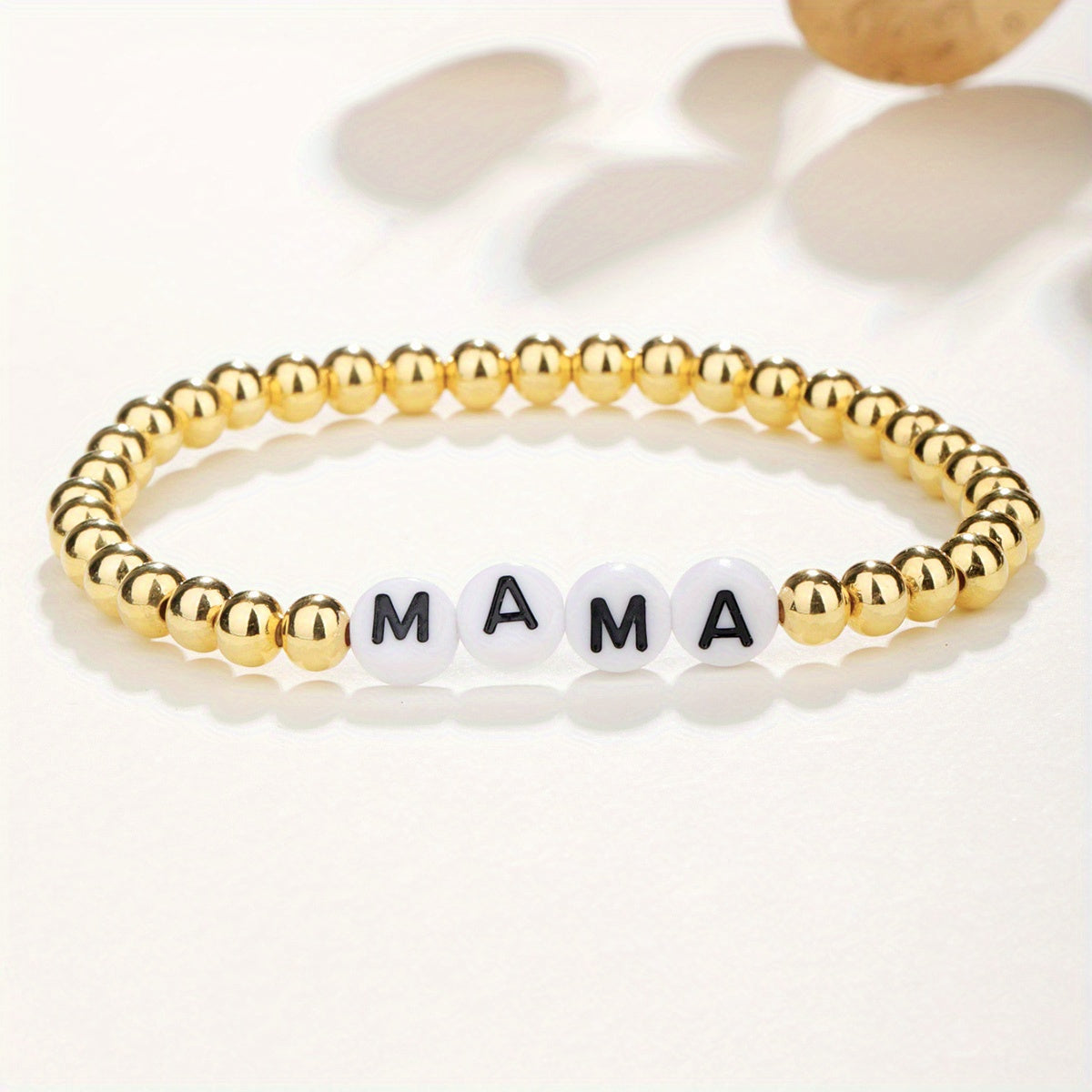 Marbling Smooth Beaded Bracelet MAMA Letter Pattern Hand Bracelet