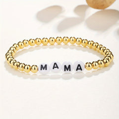 Marbling Smooth Beaded Bracelet MAMA Letter Pattern Hand Bracelet