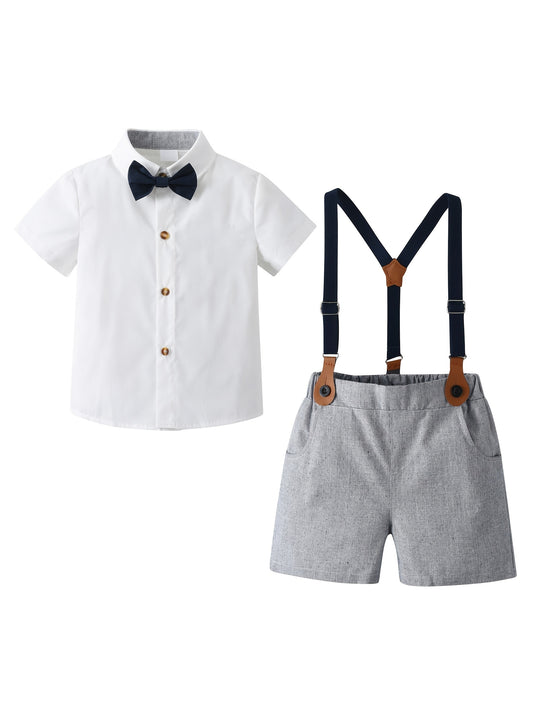 Boys Teen Casual Short Sleeve Gentleman Set Clothes For Summer