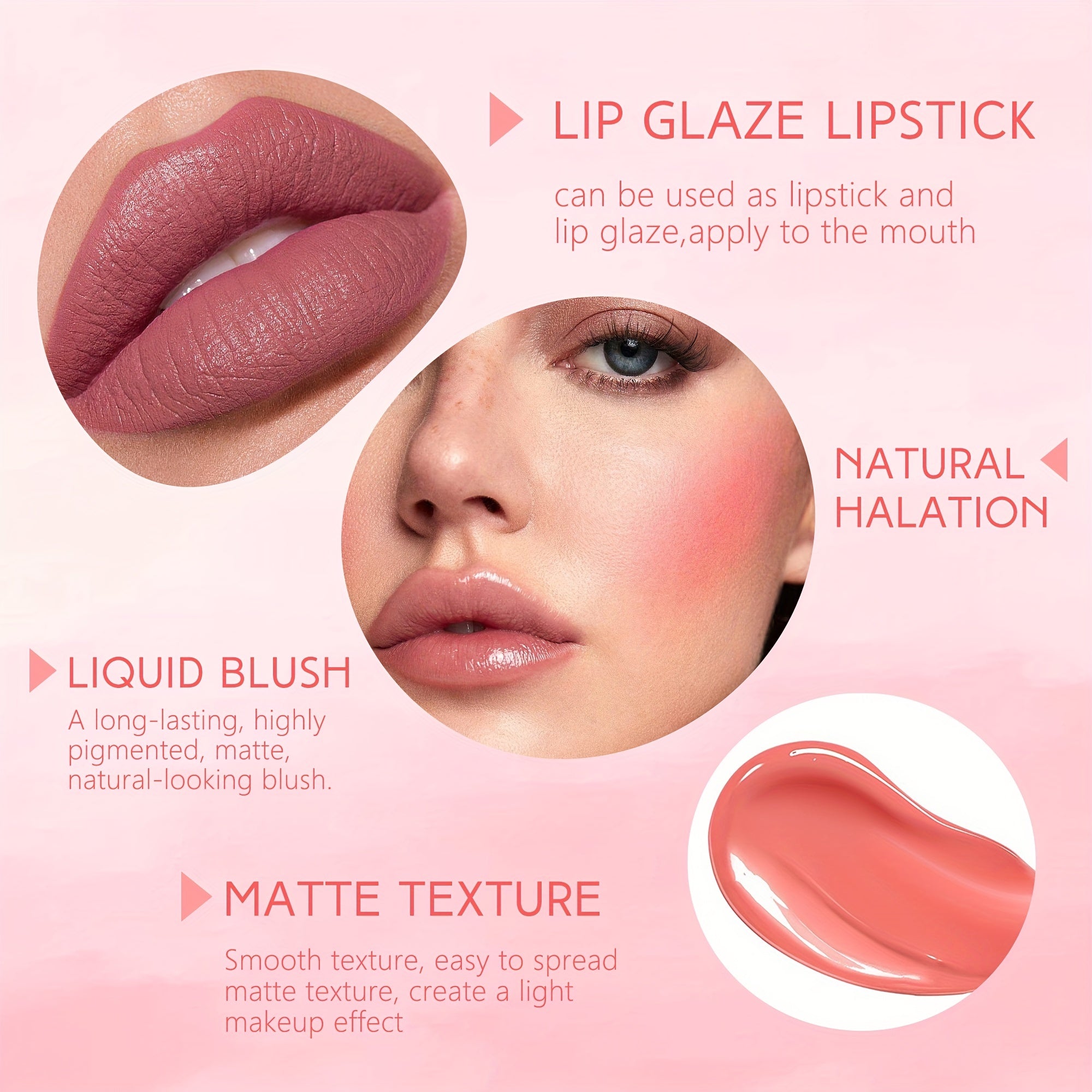 Matte Liquid Blush Lipstick Lip Glaze Blush Dual Purpose Liquid