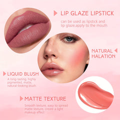 Matte Liquid Blush Lipstick Lip Glaze Blush Dual Purpose Liquid