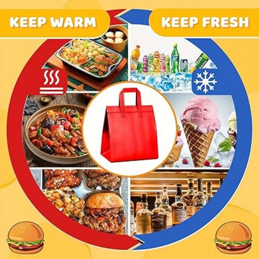 40 Red Insulated Takeout Bags 9.4x9.4x14 for Milk Tea & Dinner