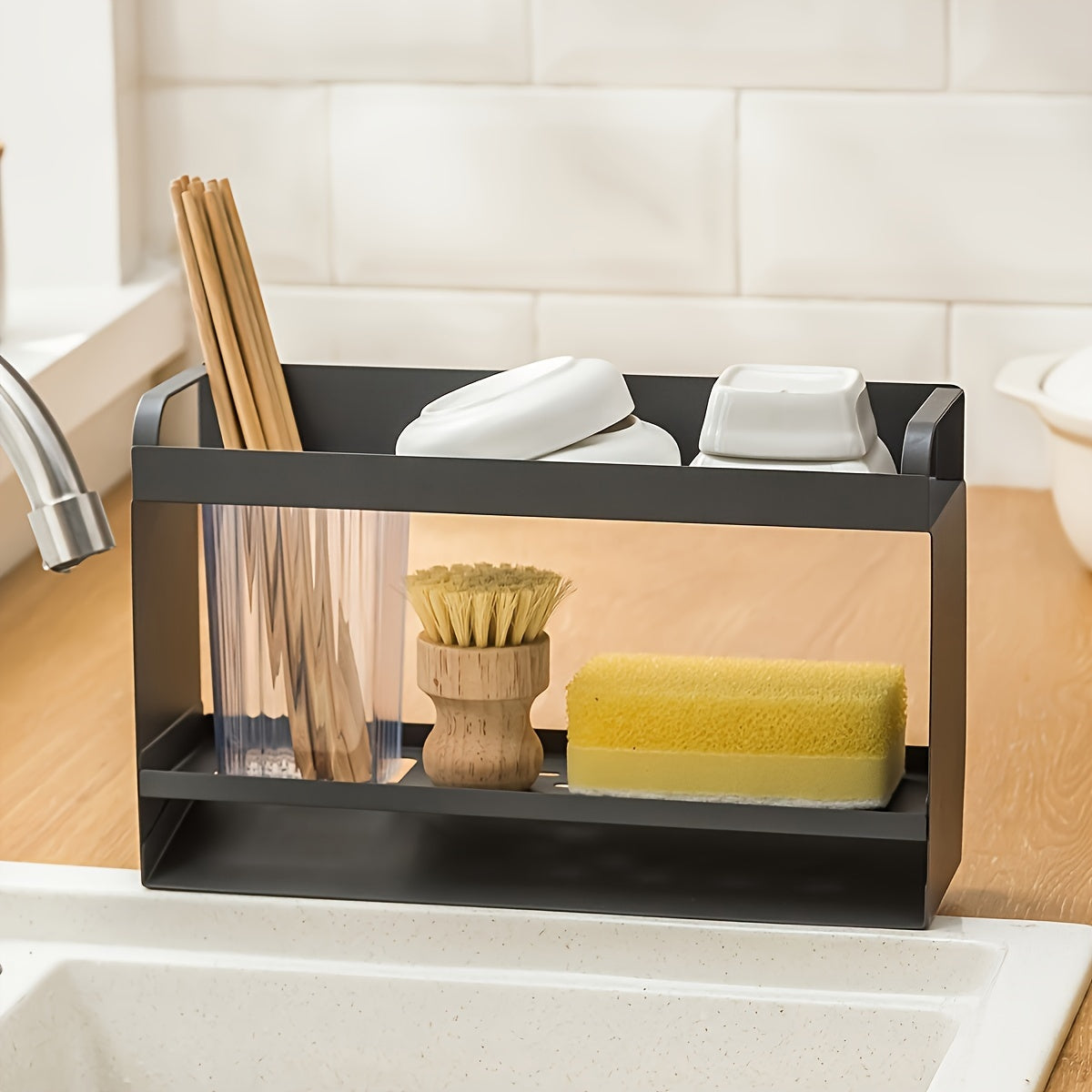 Sink Drain Rack Sponge Cloth Dishwashing Liquid Storage Kitchen Rack