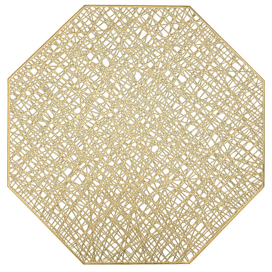 6pcs Plastic Placemats Octagonal Messy Silk PVC Non-slip Heat Insulation Mat