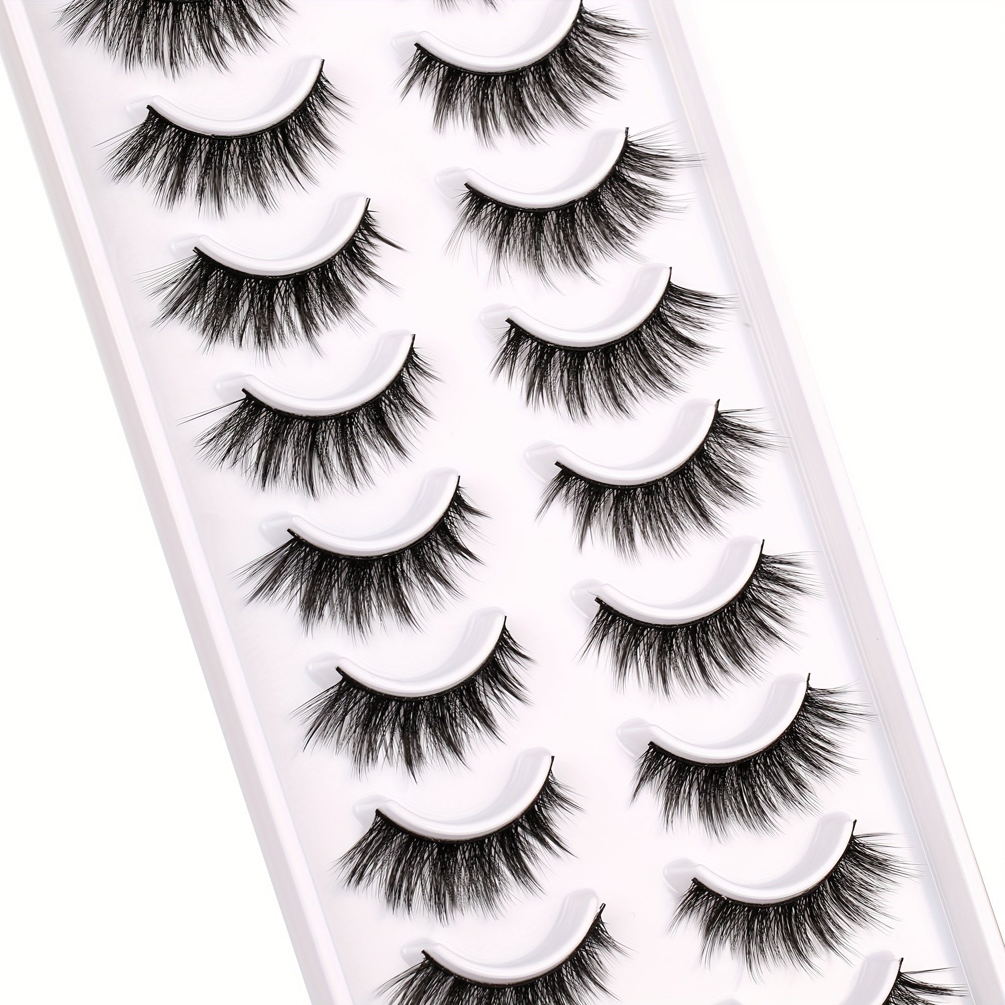 10 Pairs 3D Cat Eye False Eyelashes Faux Mink Lashes Fluffy Strip