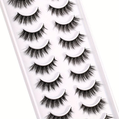 10 Pairs 3D Cat Eye False Eyelashes Faux Mink Lashes Fluffy Strip