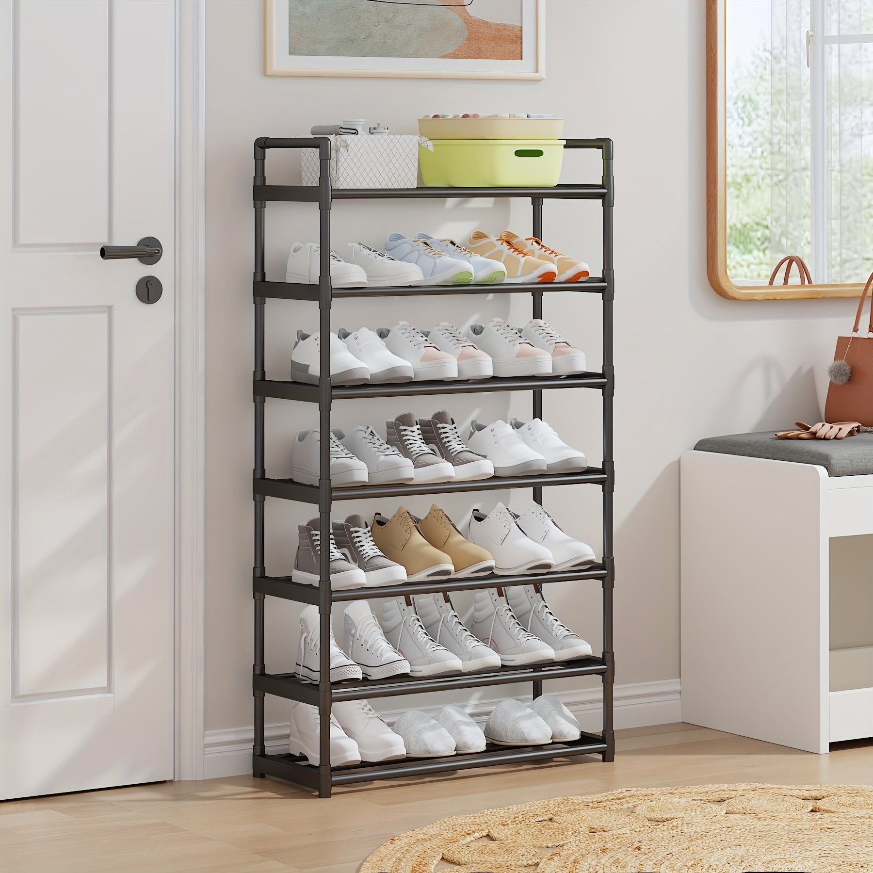 1pc Reinforced Shoe Rack 6 7 Tier Organizer with Handle Easy to Install