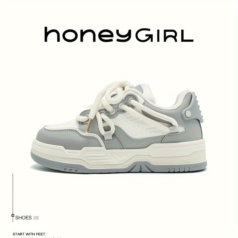 Thick Sole Heighten Sneakers Faux Leather Chunky Shoes