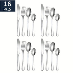 24pcs Stainless Steel Cutlery Flatware Set Mirror Polished