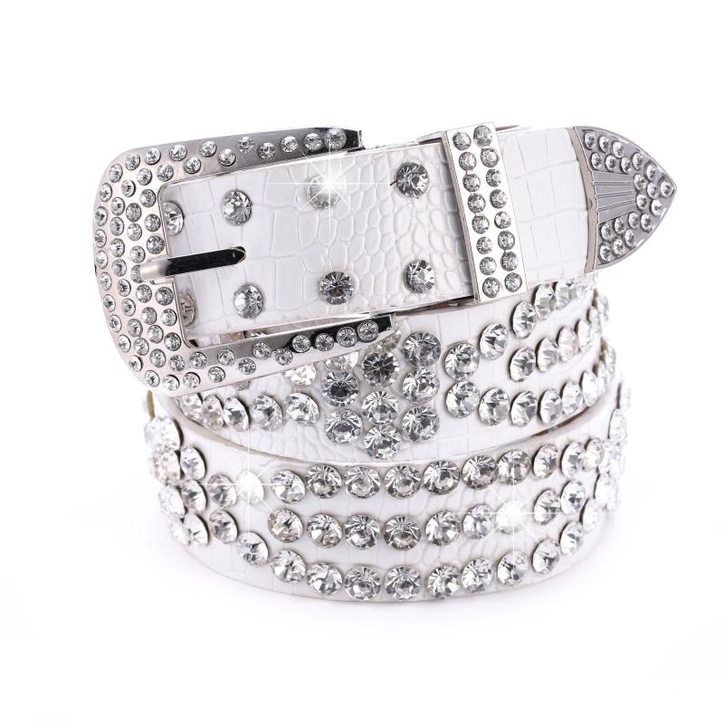 Y2K Rhinestone PU Belt Hip Hop Jeans Pants Punk Western Cowboy Cowgirl Belts