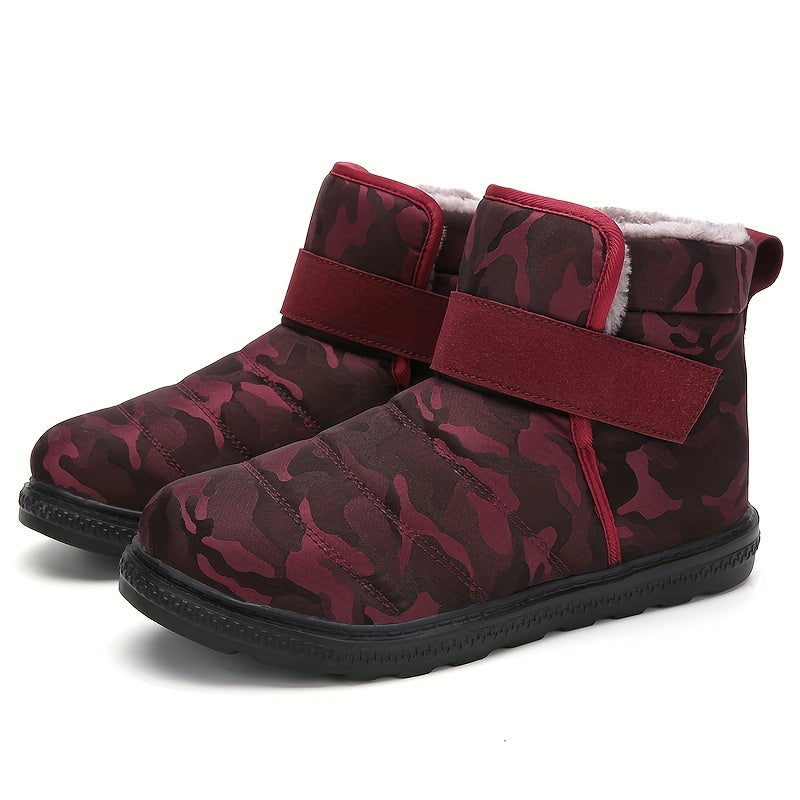 Women's Waterproof Snow Boots Outdoor Ankle High Hook And Loop Snow Boots