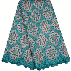 African Cotton Lace Fabric With Rhinestones 4.57m