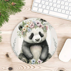 Panda Round Mouse Pad Non Slip Rubber Base Small Size 7.87 X 7.87 X 0.1inch