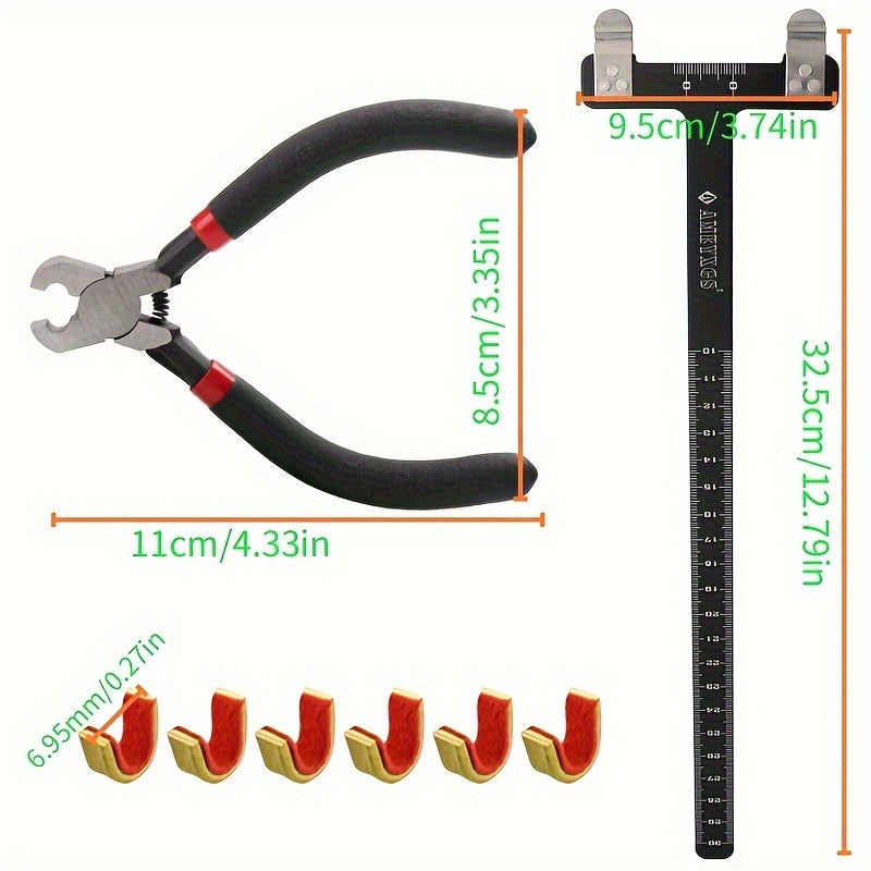 Bow String Nocking Points Set T Square Ruler With Plier And 6 Buckles