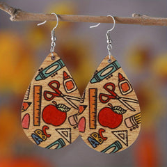 Wooden Book Love Earrings For Librarian Teacher Student