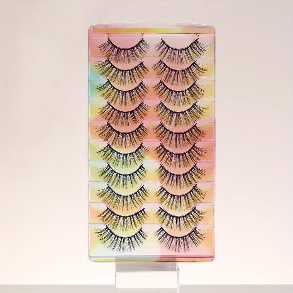 10 Pairs False Eyelashes Thick Curling Slender Lashes Natural Cross