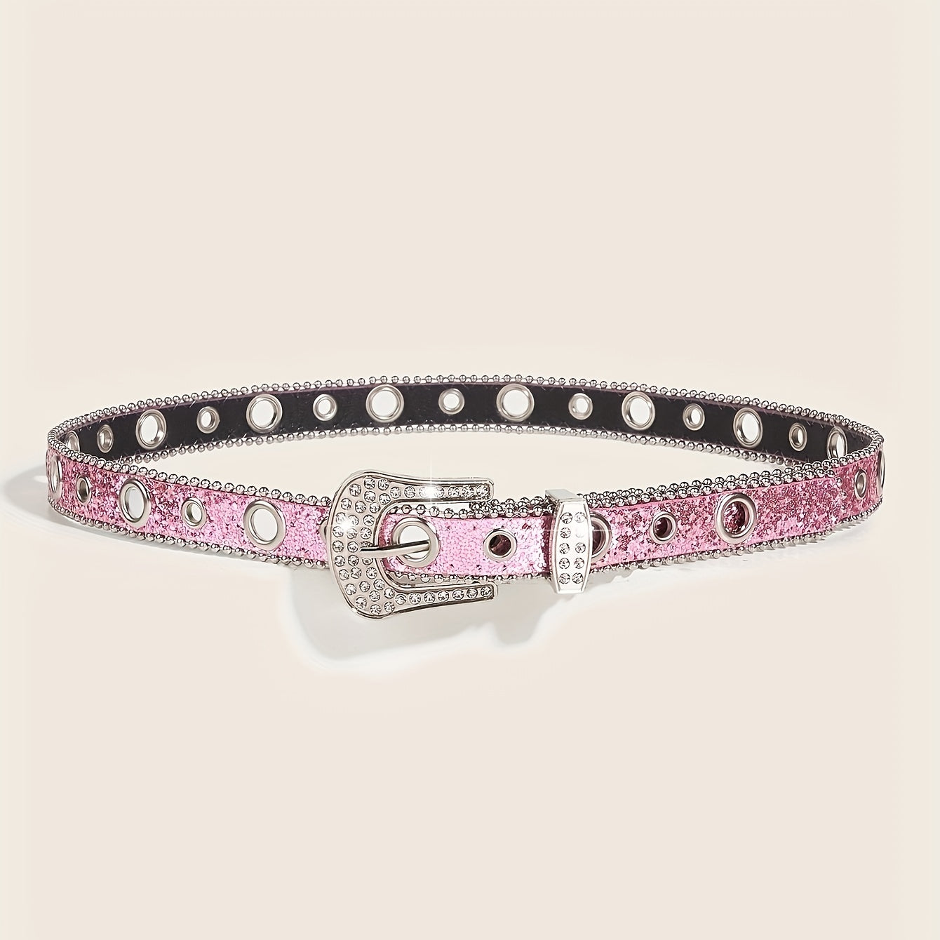 Glitter Sparkling Rhinestone Belt Y2K PU Belt Hip Hop Decorative Belt