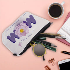 Butterfly Floral & Letter Pattern Makeup Bag Zipper Roomy Cosmetic Bag