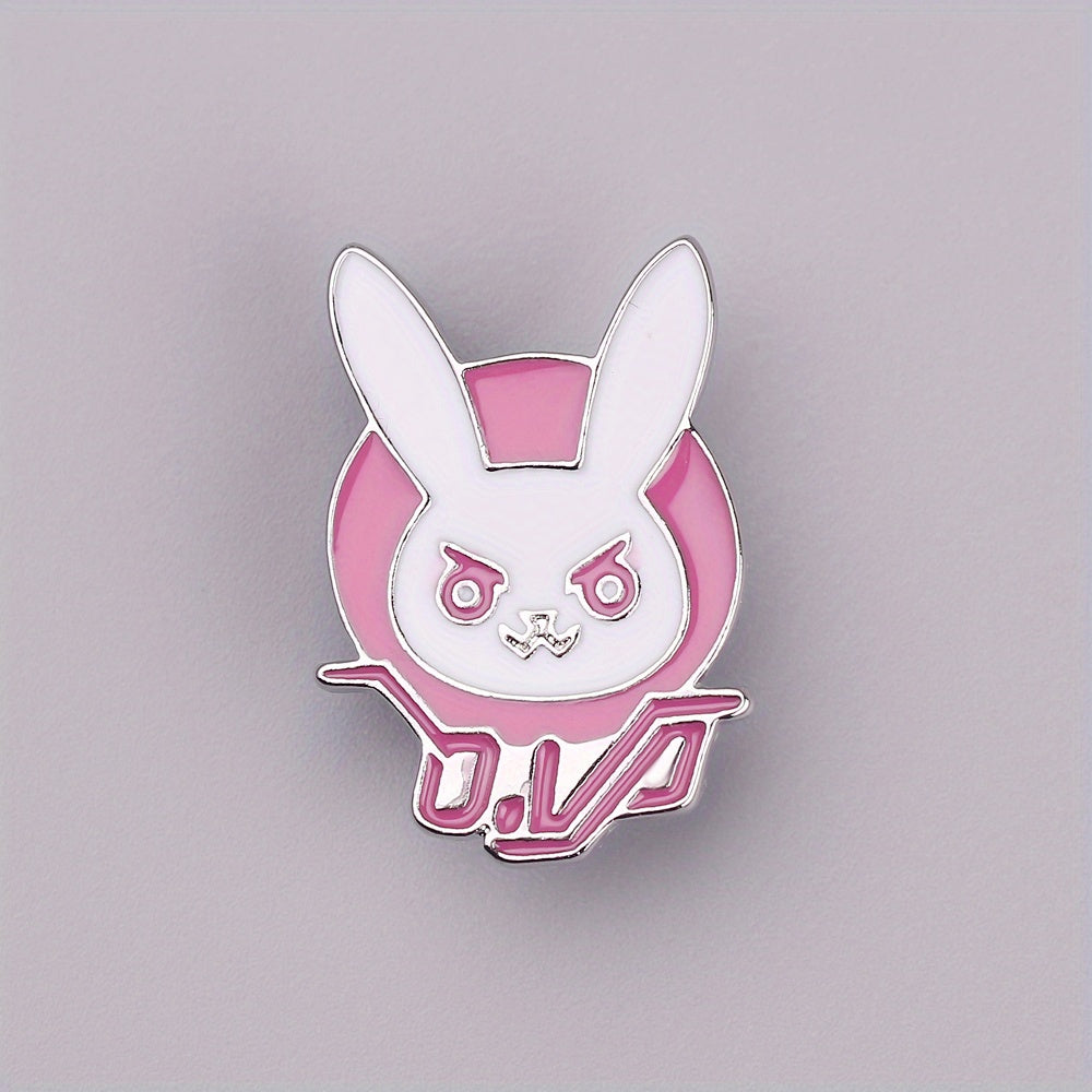 Men's Pink Bunny Brooch, Cartoon Character Backpack Accessory