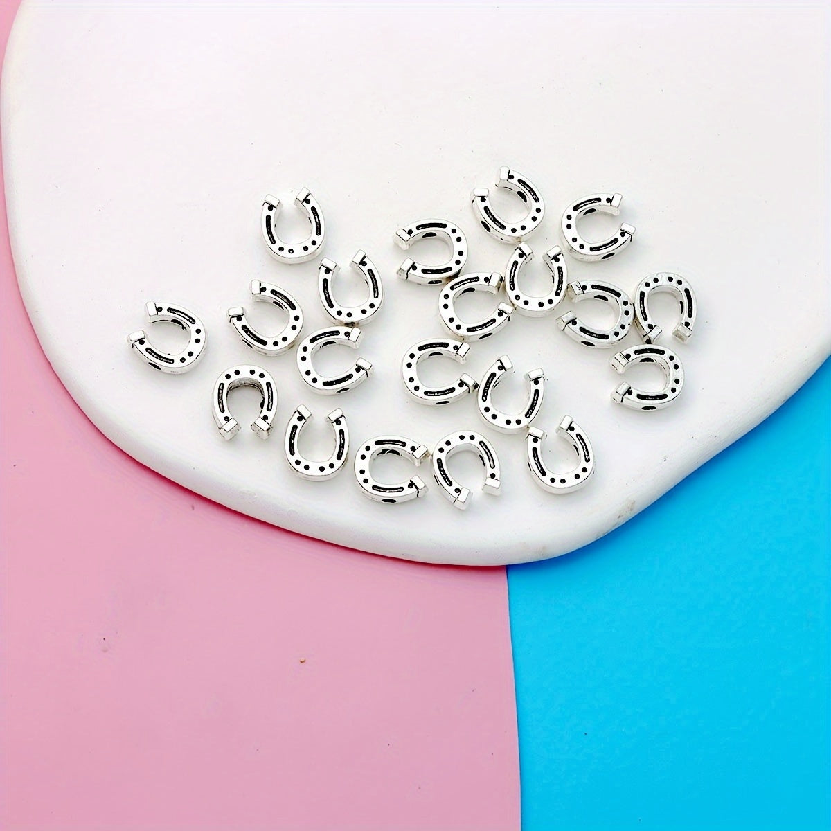 20pcs Antique Silver Charms Horseshoe Spacer Beads Vintage U Shape Loose Beads