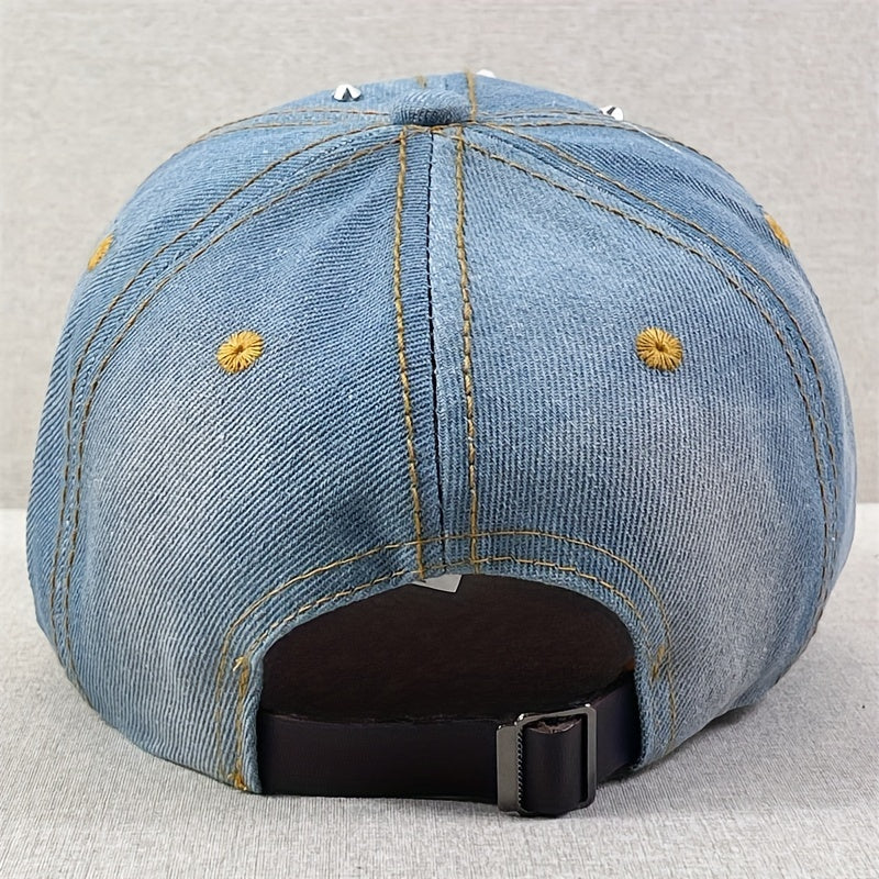 Rhinestone Snowflake Denim Baseball Cap Distressed Dad Hats Sun Hats