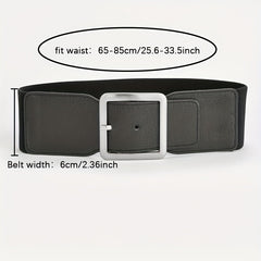 Square Pin Buckle Belt Elastic Wide Waistband Women Girdle Dress Coat Belts