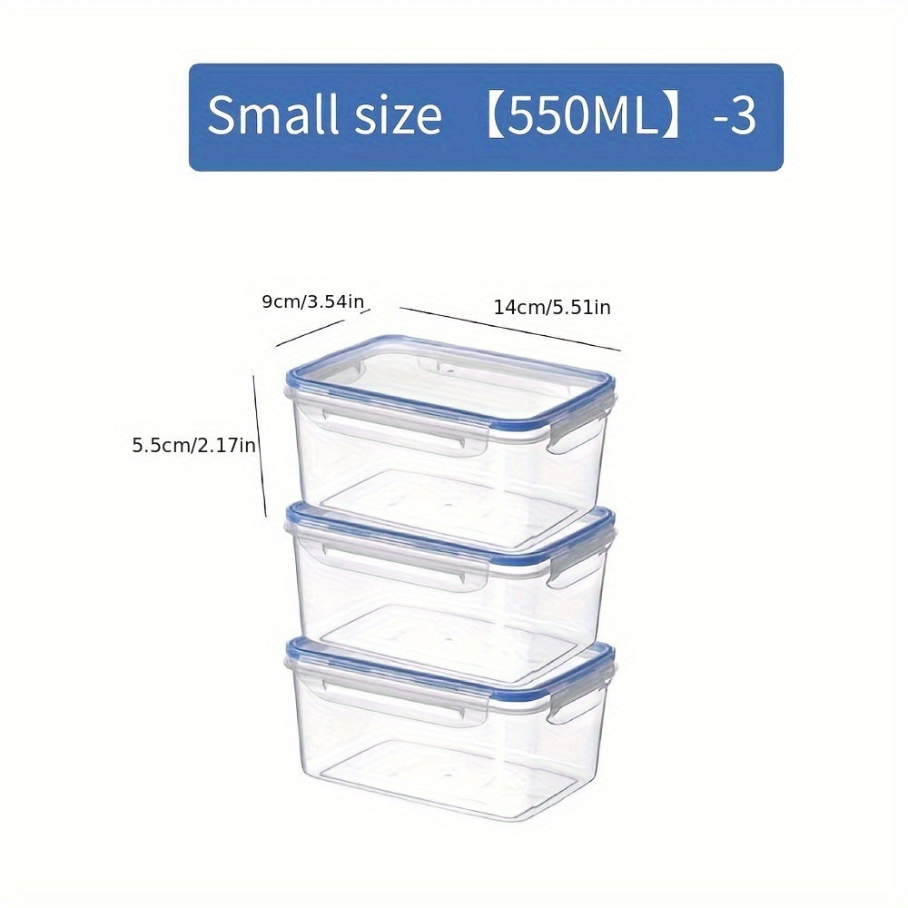 3pcs Airtight Food Containers Clear Storage Boxes Moisture Proof Sealed