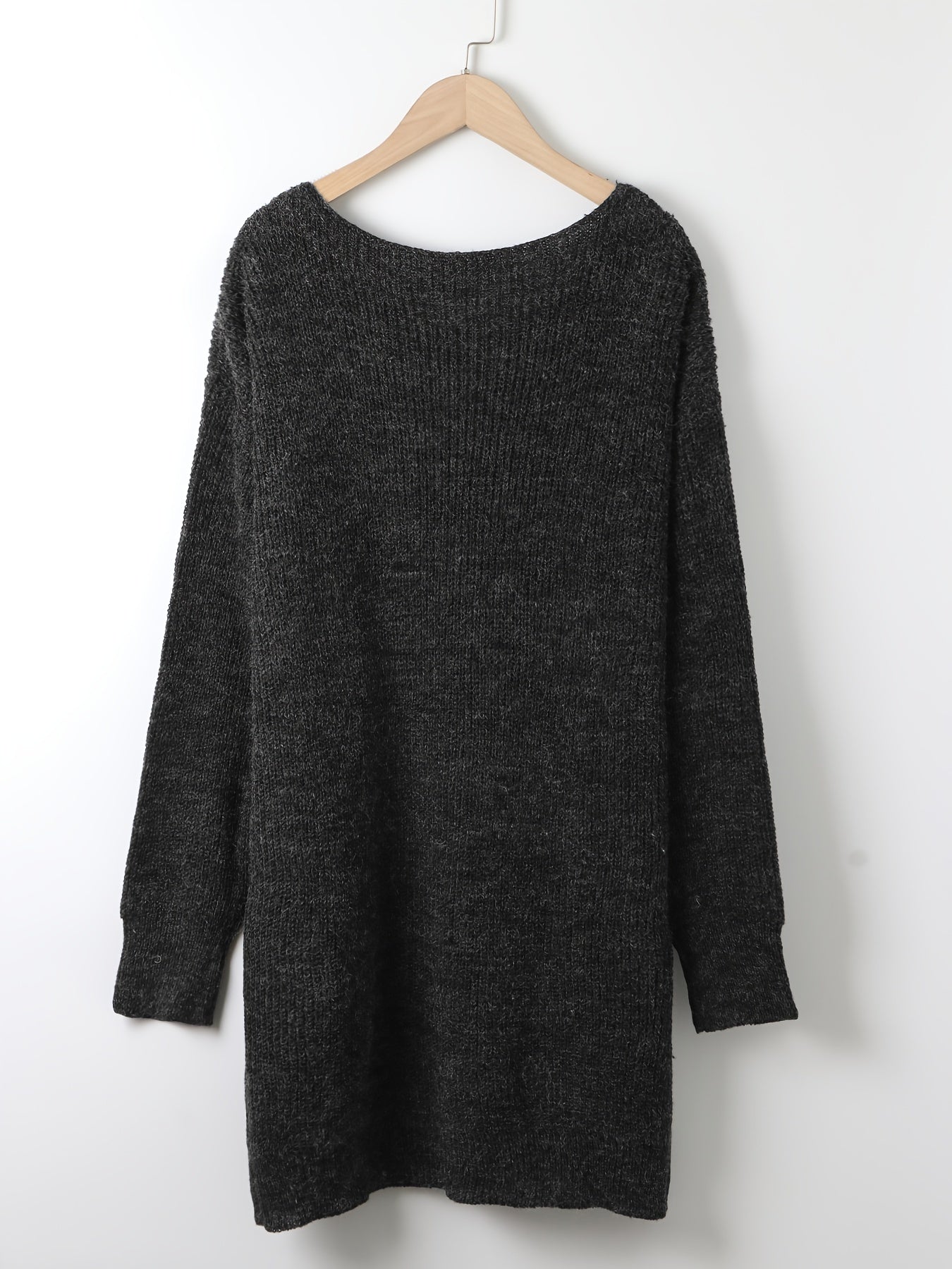  Off Shoulder Solid Sweater Long Sleeve Medium Stretch