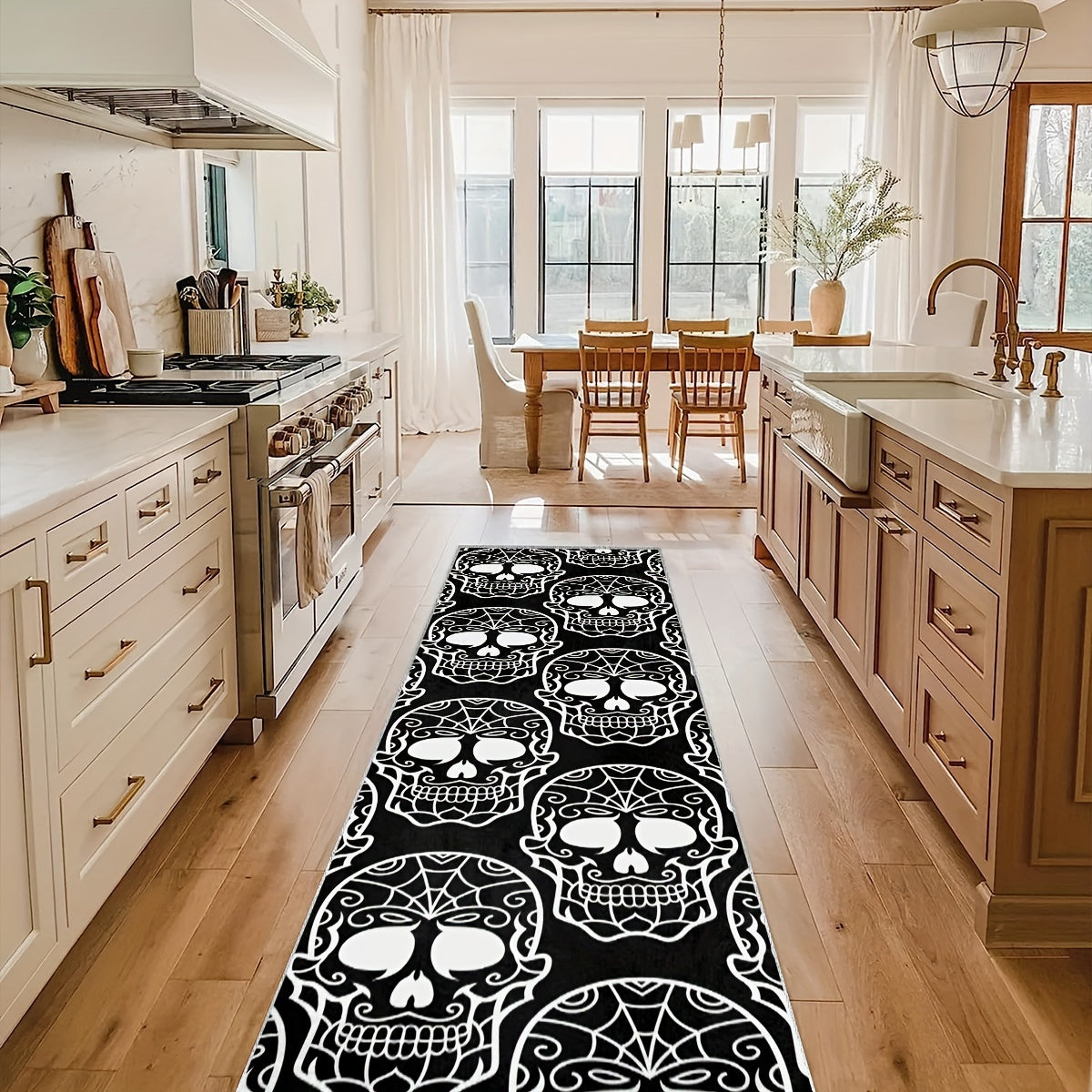 2'X10' Extra Long Skull Runner Rugs Laundry Room Rug Oriental Hallway Rug Runner
