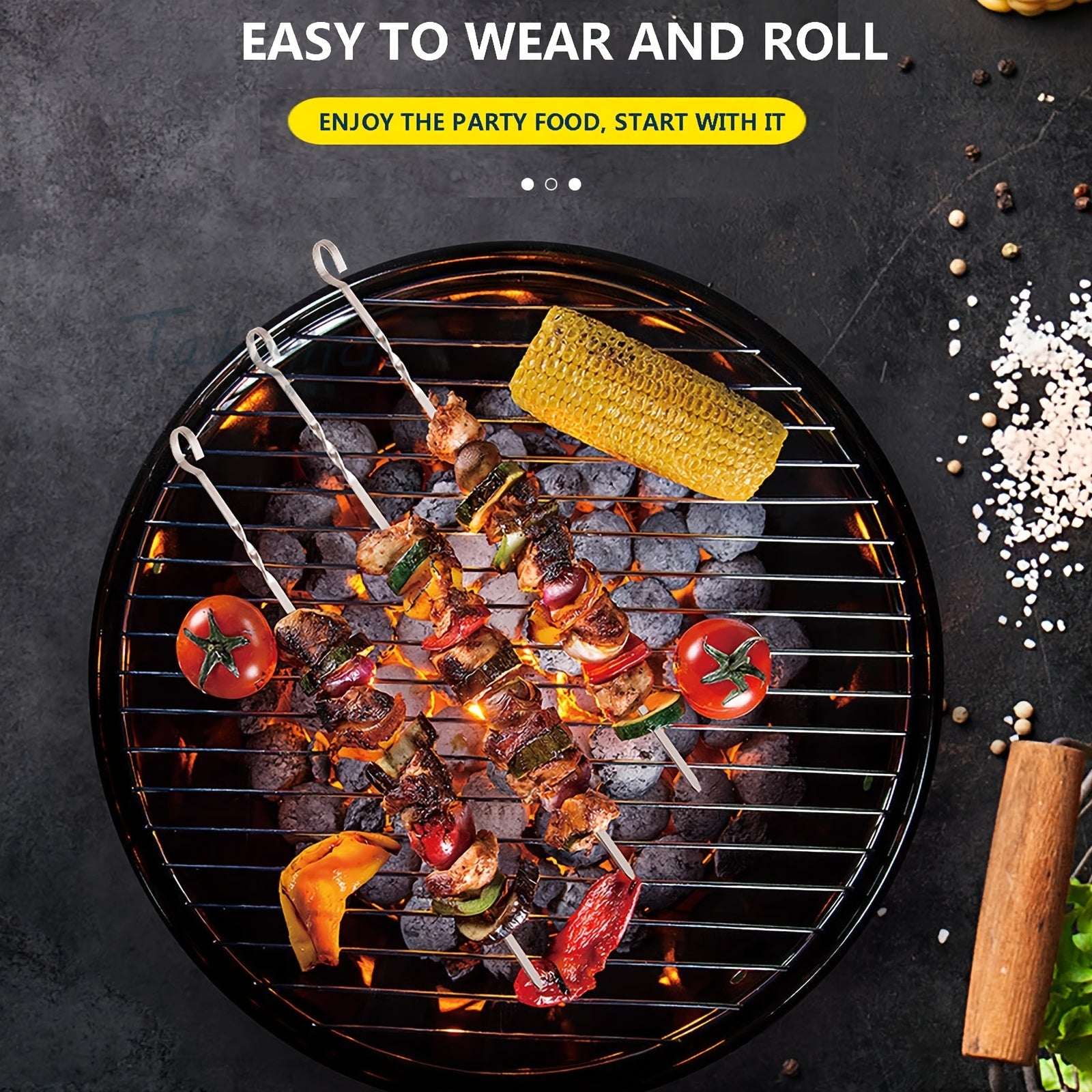10pcs Stainless Steel BBQ Skewers for Outdoor Grilling & Camping
