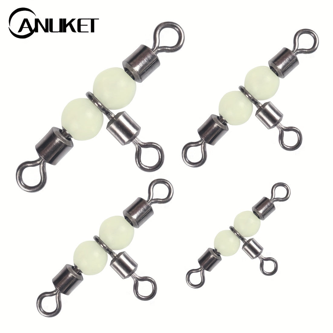 10pcs Luminous Beads Cross Line Rolling Swivel Fishing Accessories